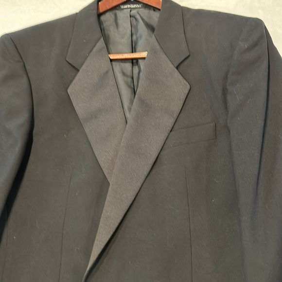 C & R Clothiers Black Wool Suit Jacket Size 44Reg Shiny Lapel Pockets Int. & Ext - Picture 7 of 7